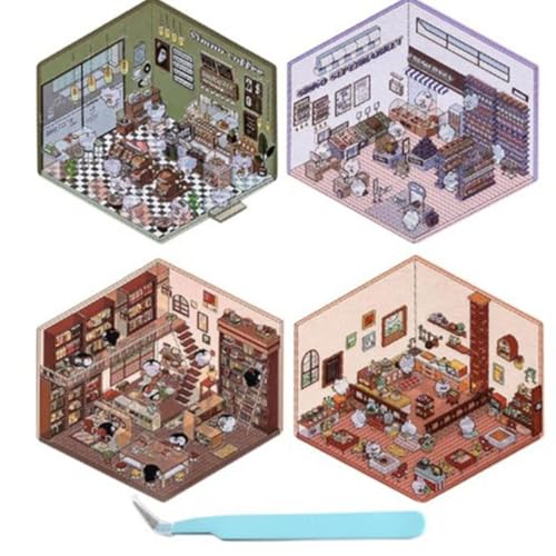 Isometric Sticker Book, DIY 3D House Stickers, 3D Sticker Scene, Isometric Sticker Pack, Sticker Rooms Book 3D, Room Sticker Book for Adults, Isometric Room Stickers(C) von ALOEU