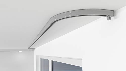 ALOHA Gardinenschiene aus Aluminium Vorhangschienen, Deckenbefestigung 1, 2, 3, 4, 5 -läufig für Schiebevorhänge, Vorhänge (ITU / 1-läufig/Durchschleuderbogen/Grau) von ALOHA