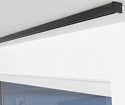 ALOHA Gardinenschiene aus Aluminium Vorhangschienen, Deckenbefestigung 1, 2, 3, 4, 5 -läufig für Schiebevorhänge, Vorhänge (ITU / 1-läufig / 140cm / nur Gardinenschiene/Schwarz) von ALOHA