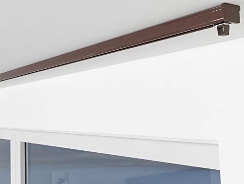ALOHA Gardinenschiene aus Aluminium Vorhangschienen, Deckenbefestigung 1, 2, 3, 4, 5 -läufig für Schiebevorhänge, Vorhänge (ITU / 1-läufig / 200cm / nur Gardinenschiene/Braun) von ALOHA