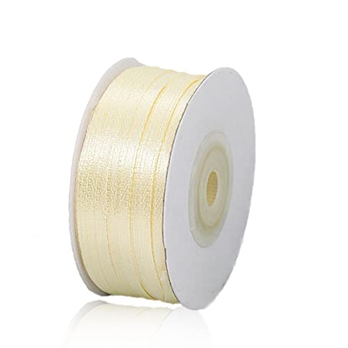 Geschenkband Creme 3mm Breit, 91 Meters Satinband Beige Geschenkbänder Stoff Schleifenband Dekoband zum Geschenkverpackung, Bastelarbeiten, Geburtstag und Hochzeitsdekoration von ALOHOVME