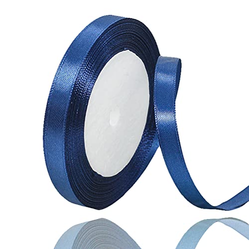 Geschenkband Dunkelblau 10mm Breit, 23 Meters Satinband Marineblau Geschenkbänder Stoff Schleifenband Dekoband zum Geschenkverpackung, Bastelarbeiten, Geburtstag und Hochzeitsdekoration von ALOHOVME