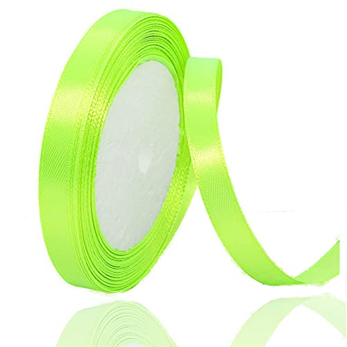 Geschenkband Fluoreszierendes Grün 10mm Breit, 23 Meters Satinband Geschenkbänder Stoff Schleifenband Dekoband zum Geschenkverpackung, Bastelarbeiten, Geburtstag und Hochzeitsdekoration von ALOHOVME