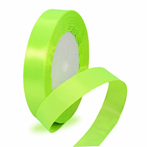 Geschenkband Fluoreszierendes Grün 15mm Breit, 23 Meters Satinband Geschenkbänder Stoff Schleifenband Dekoband zum Geschenkverpackung, Bastelarbeiten, Geburtstag und Hochzeitsdekoration von ALOHOVME