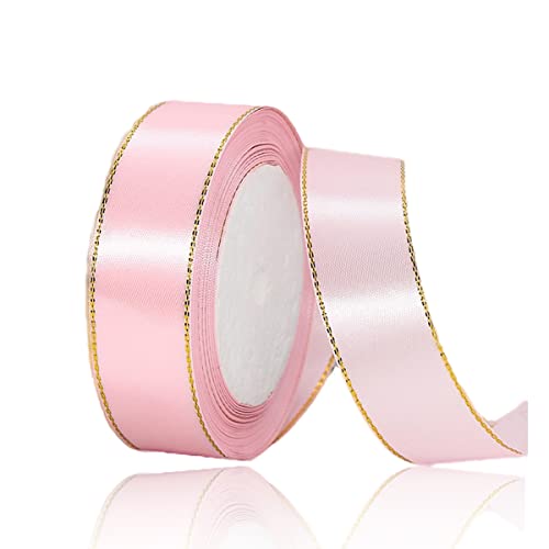 Geschenkband Hellrosa 20mm Breit, 23 Meters Goldränder Satinband Hellrosa Geschenkbänder Stoff Schleifenband Dekoband zum Geschenkverpackung, Bastelarbeiten, Geburtstag und Hochzeitsdekoration Geschenkband Hellrosa 20mm Breit, 23 Meters Goldränder Satinband Hellrosa Geschenkbänder Stoff Schleifenband Dekoband zum Geschenkverpackung, Bastelarbeiten, Geburtstag und Hochzeitsdekoration von ALOHOVME