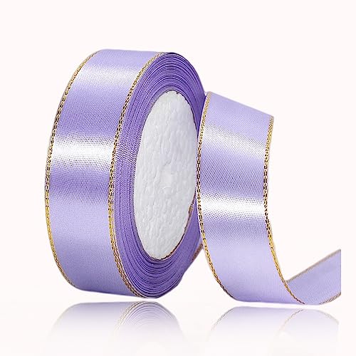 Geschenkband Hellviolett 20mm Breit, 23 Meters Goldränder Satinband Helles Lila Geschenkbänder Stoff Schleifenband Dekoband zum Geschenkverpackung, Bastelarbeiten, Geburtstag und Hochzeitsdekoration Geschenkband Hellviolett 20mm Breit, 23 Meters Goldränder Satinband Helles Lila Geschenkbänder Stoff Schleifenband Dekoband zum Geschenkverpackung, Bastelarbeiten, Geburtstag und Hochzeitsdekoration von ALOHOVME