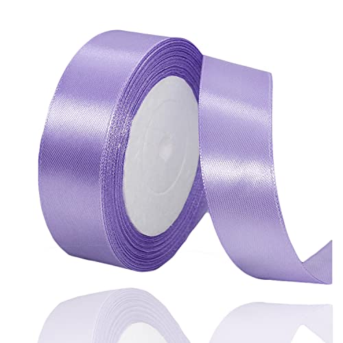 Geschenkband Hellviolett 25mm Breit, 23 Meters Satinband Helles Lila Geschenkbänder Stoff Schleifenband Dekoband zum Geschenkverpackung, Bastelarbeiten, Geburtstag und Hochzeitsdekoration von ALOHOVME