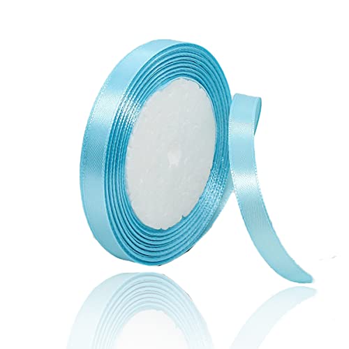 Geschenkband Himmelblau 10mm Breit, 23 Meters Satinband Himmelblau Geschenkbänder Stoff Schleifenband Dekoband zum Geschenkverpackung, Bastelarbeiten, Geburtstag und Hochzeitsdekoration von ALOHOVME