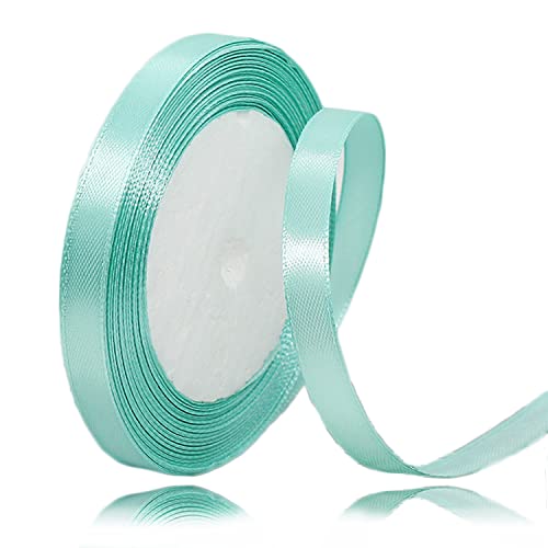 Geschenkband Minzgrün 10mm Breit, 23 Meters Satinband Mintgrün Geschenkbänder Stoff Schleifenband Dekoband zum Geschenkverpackung, Bastelarbeiten, Geburtstag und Hochzeitsdekoration von ALOHOVME