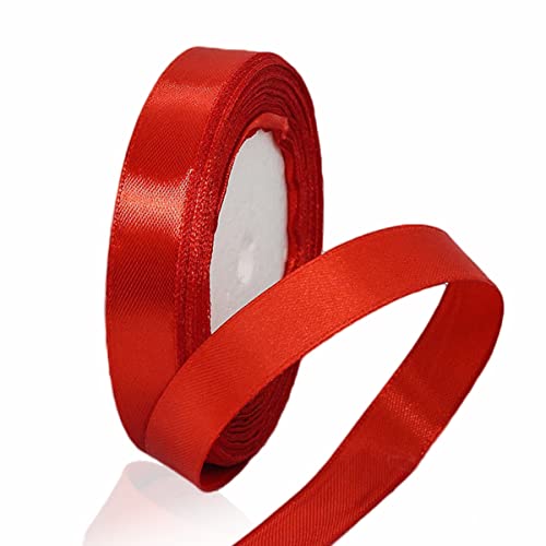 Geschenkband Rot 15mm Breit, 23 Meters Satinband Rot Geschenkbänder Stoff Schleifenband Dekoband zum Geschenkverpackung, Bastelarbeiten, Geburtstag und Hochzeitsdekoration von ALOHOVME