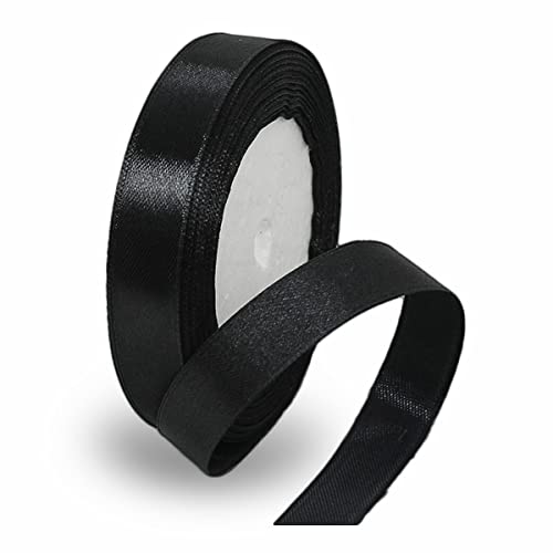 Geschenkband Schwarz 15mm Breit, 23 Meters Satinband Schwarz Geschenkbänder Stoff Schleifenband Dekoband zum Geschenkverpackung, Bastelarbeiten, Geburtstag und Hochzeitsdekoration von ALOHOVME