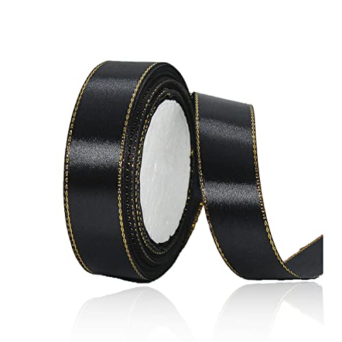 Geschenkband Schwarz 20mm Breit, 23 Meters Goldränder Satinband Schwarz Geschenkbänder Stoff Schleifenband Dekoband zum Geschenkverpackung, Bastelarbeiten, Geburtstag und Hochzeitsdekoration Geschenkband Schwarz 20mm Breit, 23 Meters Goldränder Satinband Schwarz Geschenkbänder Stoff Schleifenband Dekoband zum Geschenkverpackung, Bastelarbeiten, Geburtstag und Hochzeitsdekoration von ALOHOVME