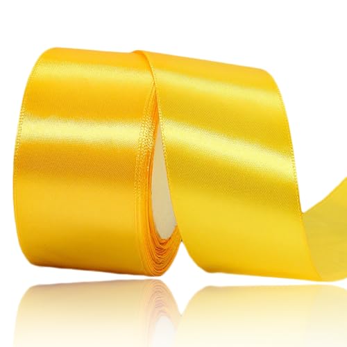Satinband Gelb 50mm Breit, 23 Meters Geschenkband Gelb Satinbänder Stoff Schleifenband zum Geschenkverpackung, Weihnachten, Bastelarbeiten, Geburtstag und Hochzeitsdekoration Satinband Gelb 50mm Breit, 23 Meters Geschenkband Gelb Satinbänder Stoff Schleifenband zum Geschenkverpackung, Weihnachten, Bastelarbeiten, Geburtstag und Hochzeitsdekoration von ALOHOVME