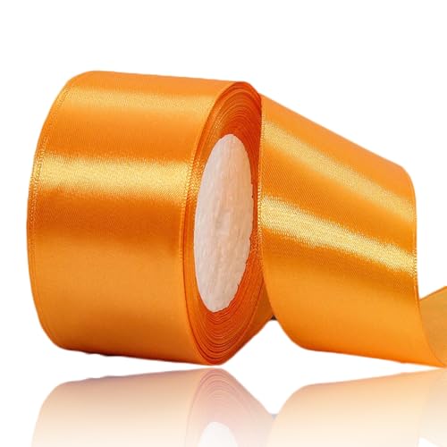 Satinband Orange 50mm Breit, 23 Meters Geschenkband Orange Satinbänder Stoff Schleifenband zum Geschenkverpackung, Weihnachten, Bastelarbeiten, Geburtstag und Hochzeitsdekoration Satinband Orange 50mm Breit, 23 Meters Geschenkband Orange Satinbänder Stoff Schleifenband zum Geschenkverpackung, Weihnachten, Bastelarbeiten, Geburtstag und Hochzeitsdekoration von ALOHOVME