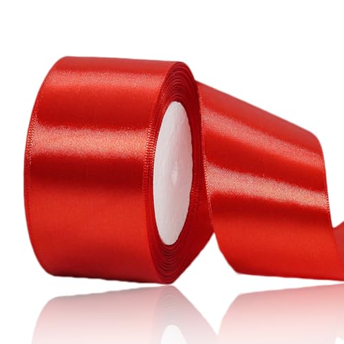 Satinband Rotes 50mm Breit, 23 Meters Geschenkband Rot Satinbänder Stoff Schleifenband zum Geschenkverpackung, Weihnachten, Bastelarbeiten, Geburtstag und Hochzeitsdekoration Satinband Rotes 50mm Breit, 23 Meters Geschenkband Rot Satinbänder Stoff Schleifenband zum Geschenkverpackung, Weihnachten, Bastelarbeiten, Geburtstag und Hochzeitsdekoration von ALOHOVME