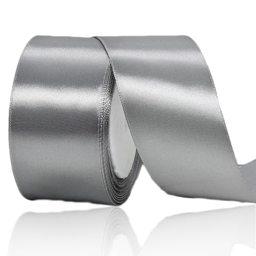 Satinband Silber 50mm Breit, 23 Meters Geschenkband Grau Satinbänder Stoff Schleifenband zum Geschenkverpackung, Weihnachten, Bastelarbeiten, Geburtstag und Hochzeitsdekoration Satinband Silber 50mm Breit, 23 Meters Geschenkband Grau Satinbänder Stoff Schleifenband zum Geschenkverpackung, Weihnachten, Bastelarbeiten, Geburtstag und Hochzeitsdekoration von ALOHOVME