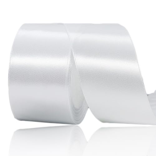 Satinband Weiss 50mm Breit, 23 Meters Geschenkband Weiß Satinbänder Stoff Schleifenband zum Geschenkverpackung, Weihnachten, Bastelarbeiten, Geburtstag und Hochzeitsdekoration Satinband Weiss 50mm Breit, 23 Meters Geschenkband Weiß Satinbänder Stoff Schleifenband zum Geschenkverpackung, Weihnachten, Bastelarbeiten, Geburtstag und Hochzeitsdekoration von ALOHOVME
