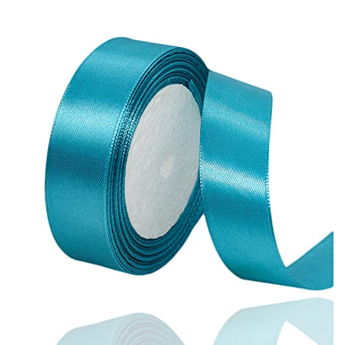 Türkisblaues Band, 20 mm, 23 Meter, Satin-Stoffbänder für Geschenkverpackungen, Basteln, Schleifenherstellung, Floristensträuße, Geburtstag, Babyparty und Hochzeitsparty-Kuchendekorationen von ALOHOVME