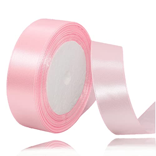 Zartrosa Band 20 mm, 23 Meter Satin-Stoffbänder für Geschenkverpackungen, Basteln, Schleifen, Floristensträuße, DIY-Nähprojekte, Geburtstag, Babyparty und Hochzeits-Party-Kuchendekorationen von ALOHOVME