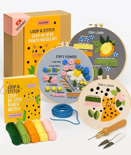 3-stufiges Stanznadel-Set für Anfänger - Lernen Sie 14 Stiche mit DIY-Kit, Nadelspitzenanleitung & Übungsmuster, Stickkunst- & Bastelprojekt für Erwachsene mit Video-Tutorial 3-stufiges Stanznadel-Set für Anfänger - Lernen Sie 14 Stiche mit DIY-Kit, Nadelspitzenanleitung & Übungsmuster, Stickkunst- & Bastelprojekt für Erwachsene mit Video-Tutorial von ALOVAK