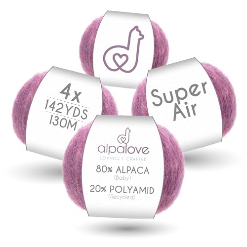 ALPALOVE Super Air Baby-Alpaka-Strickgarn, weiches und schnelles Handstrickgarn, 200 g, 500 m, Melnage Berry ALPALOVE Super Air Baby-Alpaka-Strickgarn, weiches und schnelles Handstrickgarn, 200 g, 500 m, Melnage Berry von ALPALOVE
