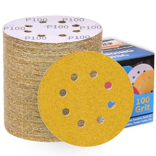 100 Stück Schleifpapier 125mm Klett 100 Körnung Schleifscheiben für Exzenterschleifer 8 Loch Schleifblätter Profi Für Holz Metall Entrosten und Farbe von ALPXUXP