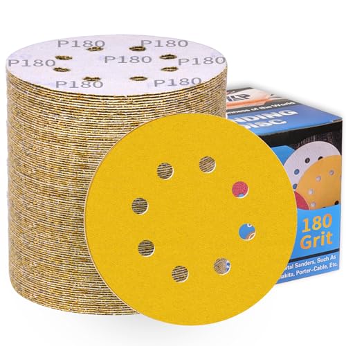 100 Stück Schleifpapier 125mm Klett 180 Körnung Schleifscheiben für Exzenterschleifer 8 Loch Schleifblätter Profi Für Holz Metall Entrosten und Farbe von ALPXUXP