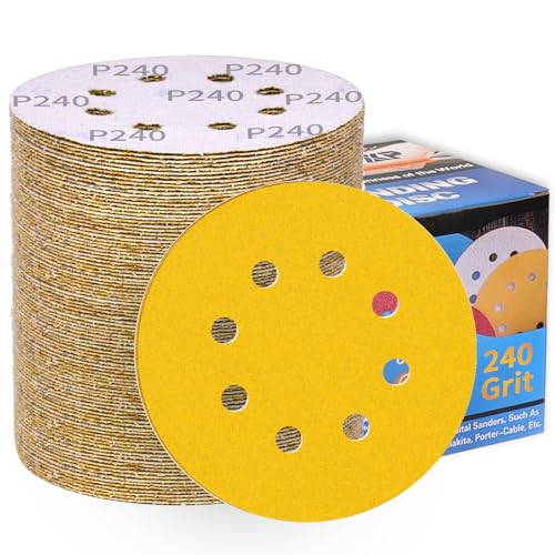 100 Stück Schleifpapier 125mm Klett 240 Körnung Schleifscheiben für Exzenterschleifer 8 Loch Schleifblätter Profi Für Holz Metall Entrosten und Farbe von ALPXUXP