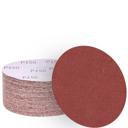 ALPXUXP Schleifpapier 150mm Klett 150 körnung Schleifscheiben Nicht-Loch Profi für Rund Exzenterschleifer(50 Stück) von ALPXUXP