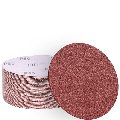ALPXUXP Schleifpapier 150mm Klett 80 körnung Schleifscheiben Nicht-Loch Profi für Rund Exzenterschleifer(50 Stück) von ALPXUXP
