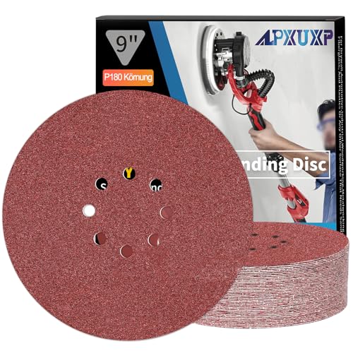ALPXUXP Schleifpapier 225mm Klett 180 körnung 8-Loch Schleifscheibe für Trockenbauschleifer ​Schleifgiraffe Rund Schleifpapier 25 Stück von ALPXUXP