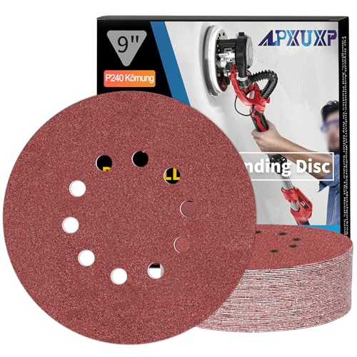 ALPXUXP Schleifpapier 225mm Klett 240 körnung 10-Loch Schleifscheibe für Trockenbauschleifer ​Schleifgiraffe Rund Schleifpapier(25 Stück) von ALPXUXP