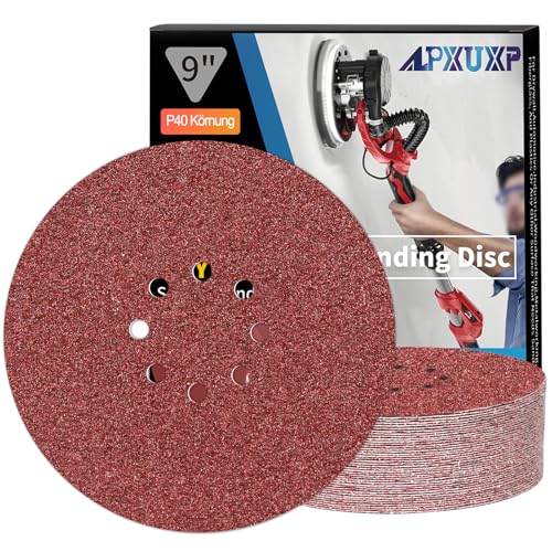 ALPXUXP Schleifpapier 225mm Klett 40 Körnung 8 Loch Schleifscheibe für Trockenbauschleifer ​Schleifgiraffe Rund Schleifpapier(20 Stück) von ALPXUXP
