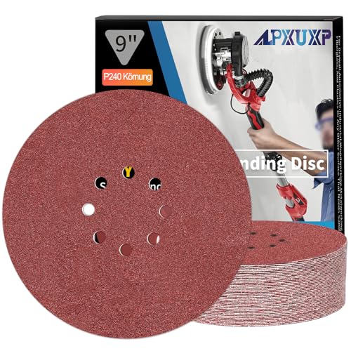ALPXUXP Schleifpapier 225mm Klett 240 Körnung 8 Loch Schleifscheibe für Trockenbauschleifer ​Schleifgiraffe Rund Schleifpapier 25 Stück von ALPXUXP