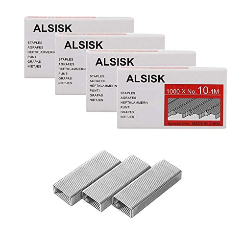 Alsisk Packung mit 4000 Stück Nr. 10 Mini-Heftklammern (kleiner als Standard-Heftklammern). Silber von ALSISK