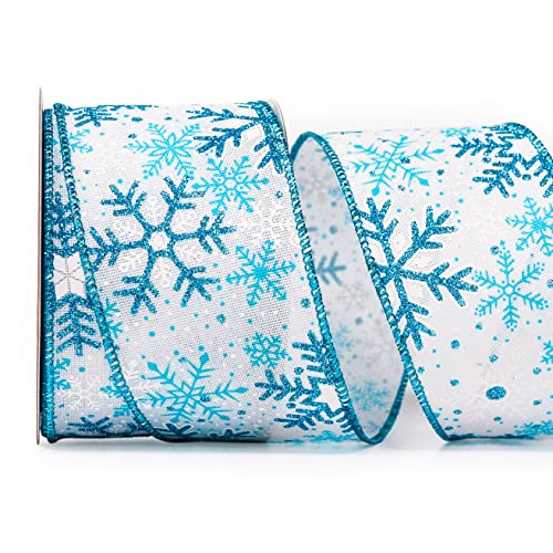 Altier Weißes Band mit blauem Schneeflocken-Drahtband – 6,3 cm x 9,1 m x 1 Rolle für Weihnachten, Heimdekoration, Geschenkverpackungen, Schleifenherstellung, Kranz, DIY Handwerk Altier Weißes Band mit blauem Schneeflocken-Drahtband – 6,3 cm x 9,1 m x 1 Rolle für Weihnachten, Heimdekoration, Geschenkverpackungen, Schleifenherstellung, Kranz, DIY Handwerk von ALTIER