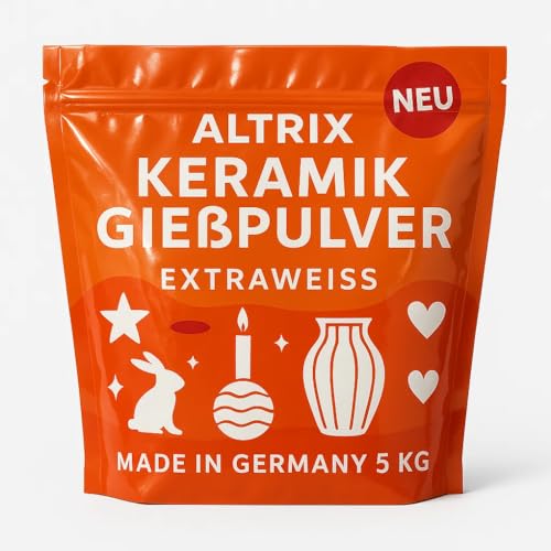 ALTRIX KERAMIK Gießpulver Weiß 10kg – Extraweiß & Luftblasenfrei – Schnelltrocknend Hohe Festigkeit 200N/mm - Nur 25 Min. Trockenzeit – Für Silikonformen, Deko & DIY, Reliefgießpulver, Made in Germany ALTRIX KERAMIK Gießpulver Weiß 10kg – Extraweiß & Luftblasenfrei – Schnelltrocknend Hohe Festigkeit 200N/mm - Nur 25 Min. Trockenzeit – Für Silikonformen, Deko & DIY, Reliefgießpulver, Made in Germany von ALTRIX KERAMIK