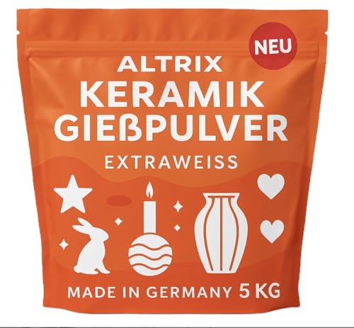 ALTRIX KERAMIK Gießpulver Weiß 5kg – Extraweiß & Luftblasenfrei – Schnelltrocknend Hohe Festigkeit 200N/mm - Nur 25 Min. Trockenzeit – Für Silikonformen, Deko & DIY, Reliefgießpulver, Made in Germany ALTRIX KERAMIK Gießpulver Weiß 5kg – Extraweiß & Luftblasenfrei – Schnelltrocknend Hohe Festigkeit 200N/mm - Nur 25 Min. Trockenzeit – Für Silikonformen, Deko & DIY, Reliefgießpulver, Made in Germany von ALTRIX KERAMIK