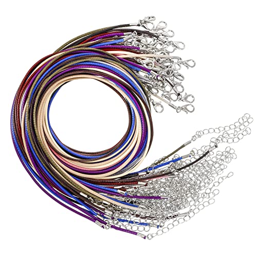 50 Stück Lederkette Lederbänder Ketten 2mm Gewachste Halskette Cord mit Verschluss Schmuckkettenschnüre DIY Schmuckband Herstellung 10 Farben von ALTcompluser