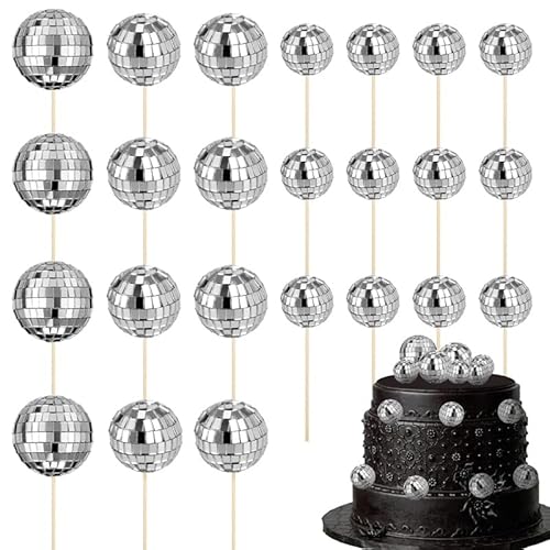 ALTcompluser 24 Stück Discokugel Tortendeko Kuchen Toppers 1970S Mini Disco Ball Cupcake Kuchentopper Deko Disco Ball Cake Toppers für Geburtstag Kuchendekoration Disco-Thema Party Zubehör(Silber) ALTcompluser 24 Stück Discokugel Tortendeko Kuchen Toppers 1970S Mini Disco Ball Cupcake Kuchentopper Deko Disco Ball Cake Toppers für Geburtstag Kuchendekoration Disco-Thema Party Zubehör(Silber) von ALTcompluser