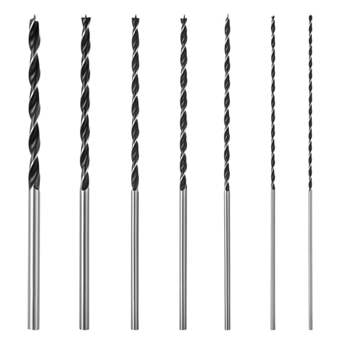 ALTcompluser 7 Stück Extra Lange Holzbohrer Bohrer Set 4 mm, 5 mm, 6 mm,7 mm, 8 mm, 10 mm, 12 mm Holzbohrer HSS Spiralbohrer zum Bohren für Die Holzbearbeitung Manuelle(300 mm) von ALTcompluser