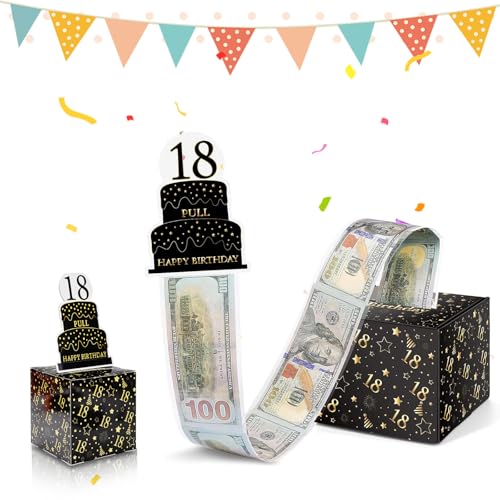 ALULU Geldgeschenke 18.Geburtstag, Schwarz Gold DIY Überraschungsbox Geldgeschenk 18 Geburtstag Junge Mädchen, Lustige Geschenkbox für 18 ALULU Geldgeschenke 18.Geburtstag, Schwarz Gold DIY Überraschungsbox Geldgeschenk 18 Geburtstag Junge Mädchen, Lustige Geschenkbox für 18 von ALULU