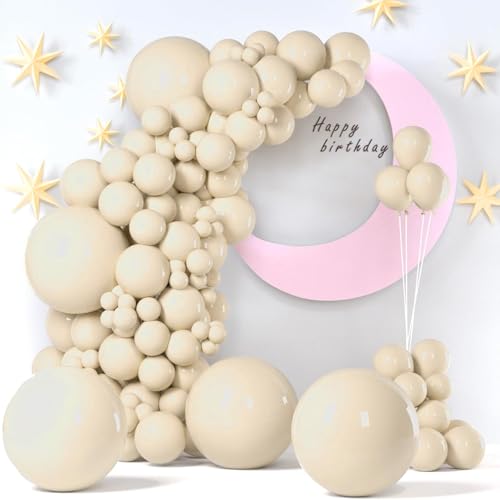 149 Stück Luftballons 5,10,12,18 cm Folienballons mit Ballonklebepunkten für Thanksgiving, Hochzeit, Babyparty, Geburtstagsfeier (Elfenbeinweiß) von ALUNME