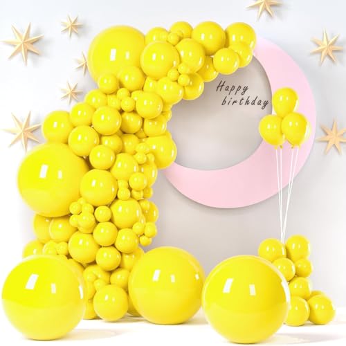 149 Stück Luftballons 5,10,12,18 cm Folienballons mit Ballonklebepunkten für Thanksgiving Hochzeit Babyparty Geburtstagsfeier (Gelb) von ALUNME