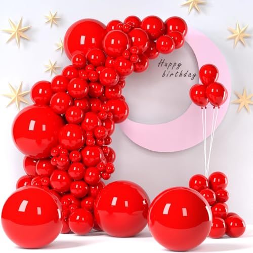 149 Stück Luftballons 5,10,12,18 cm Folienballons mit Ballonklebepunkten für Thanksgiving Hochzeit Babyparty Geburtstagsfeier (Rot) von ALUNME