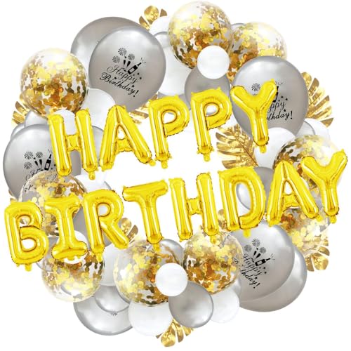 64 Stück Geburtstagsparty-Dekorationen, Geburtstagsbanner, 3D-Folie Happy Birthday Ballons Big Star Konfetti Metallic Ballons für Kinder Jungen Männer Frauen Erwachsene Umweltfreundliches Partyzubehör 64 Stück Geburtstagsparty-Dekorationen, Geburtstagsbanner, 3D-Folie Happy Birthday Ballons Big Star Konfetti Metallic Ballons für Kinder Jungen Männer Frauen Erwachsene Umweltfreundliches Partyzubehör von ALUNME