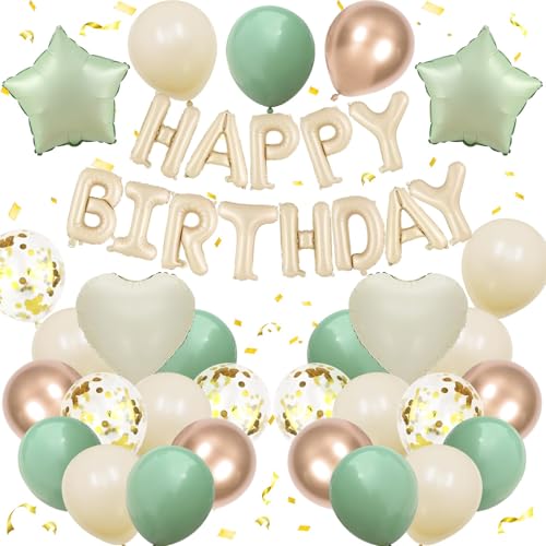Happy Birthday Luftballons, bunt, dekorative Luftballons, Geburtstag, Raumdekoration, Hausdekoration für Hochzeit, Jahrestag, Abschlussfeier, Party-Dekorationen, Zubehör (Salbeigrün) von ALUNME