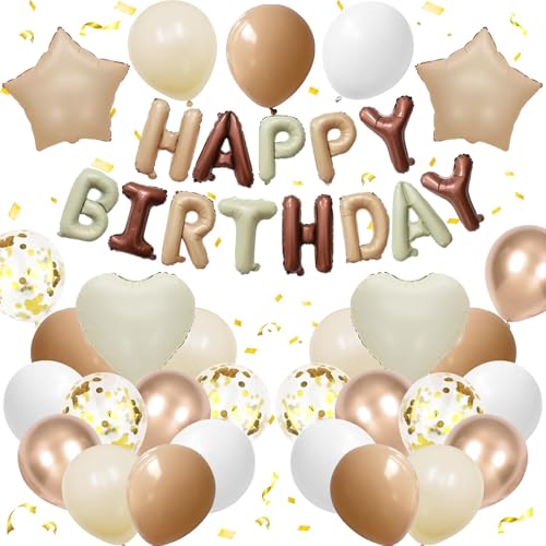 Happy Birthday Luftballons, bunt, dekorative Luftballons, Geburtstag, Raumdekoration, Hausdekoration für Hochzeit, Jahrestag, Abschlussfeier, Party-Dekorationen (Elfenbeinweiß) von ALUNME