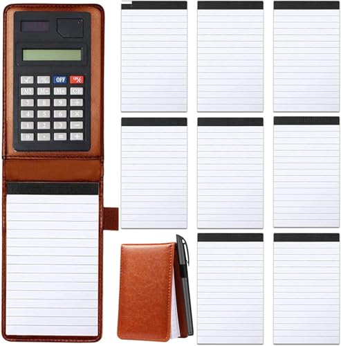 Mini Brown Pocket Notizblockhalter Set, kleiner Notizbuchhalter mit linierten Blättern, Metallstift und 7,6 x 12,7 cm Memobuch-Nachfüllungen, liniertes Papier pro Notizblock (braunes Notizbuch) von ALUNME
