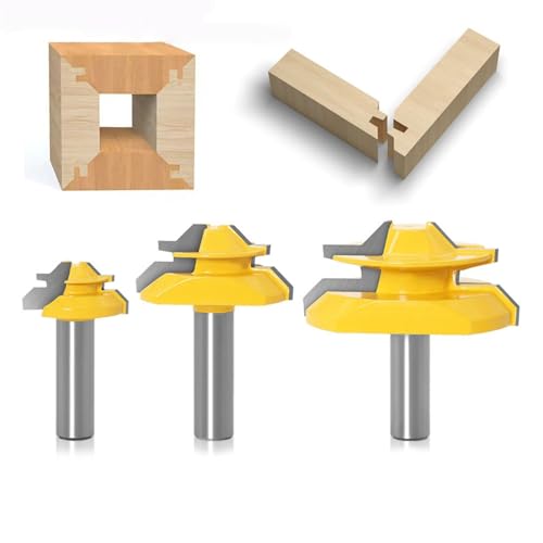 ALUYEH Fräser-Bit, 45-Grad-Lock-Gehrungsfräser-Set, 6-mm-Schaft für Holzbearbeitung/CNC, passend für Hartholz, MDF, Sperrholz, Holzbearbeitungswerkzeuge, Fugenfräser, Holzfräser ALUYEH Fräser-Bit, 45-Grad-Lock-Gehrungsfräser-Set, 6-mm-Schaft für Holzbearbeitung/CNC, passend für Hartholz, MDF, Sperrholz, Holzbearbeitungswerkzeuge, Fugenfräser, Holzfräser von ALUYEH